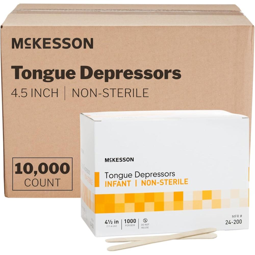image:imageMcKesson Tongue Depressors 10000 Count Infant Size NonSterile Wood Unflavored SplinterFree 45 in Use for Medical Arts Crafts Spa 1000 Count Pack of 1045 Inch 10 000 ct