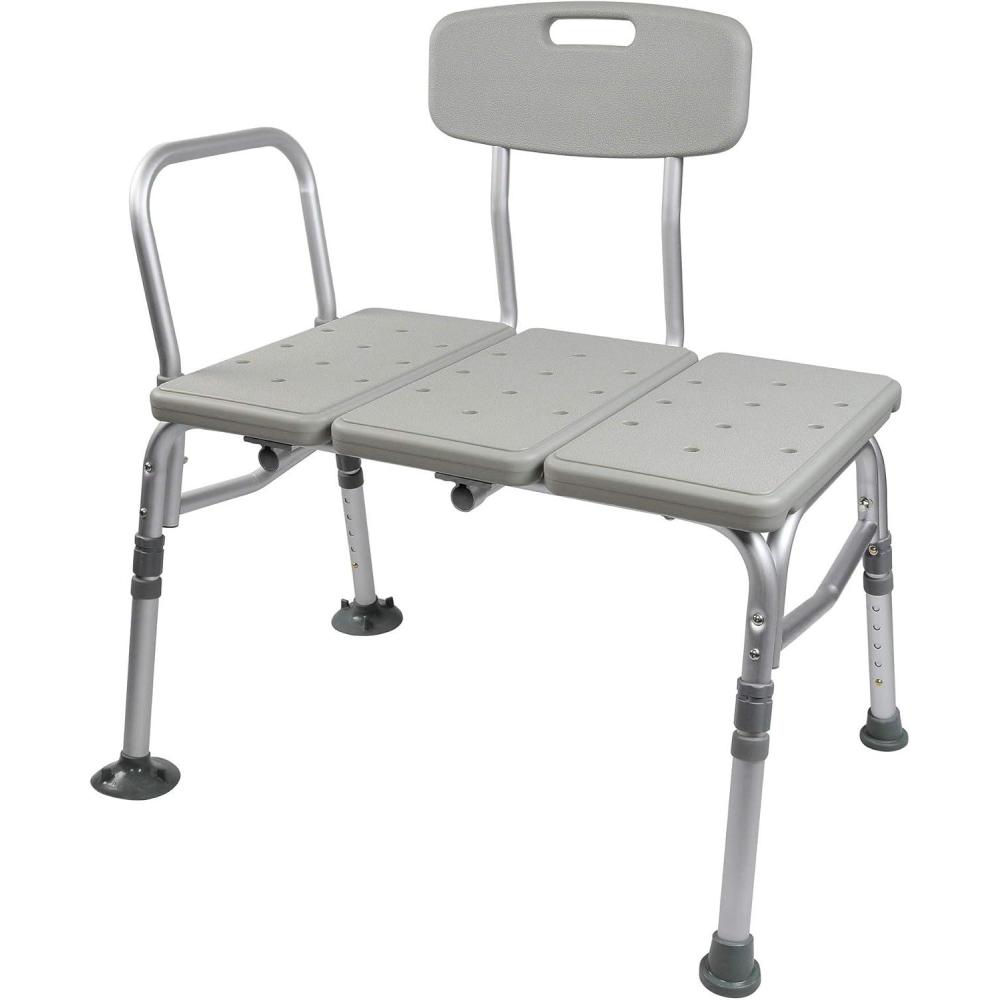 image:imageMcKesson Transfer Bench Shower Chair Adjustable Height Aluminum 400 lbs Weight Capacity 2 Count