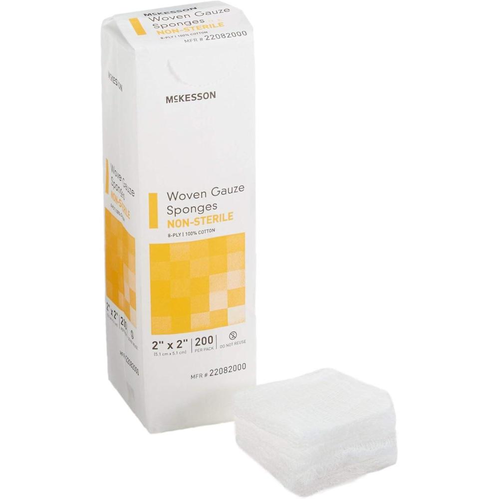 image:imageMcKesson Woven Gauze Sponges NonSterile 8Ply 100 Cotton 2 in x 2 in 200 per Pack 5 Packs 1000 Total