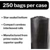 McKesson 30 Gallon Trash Bags – 250 Count, 30″ x 36″ Black Garbage Bags, Durable 0.58 Mil with Star-Sealed Bottom, Large Trash Can Liners for Commercial Use, Coreless Rolls