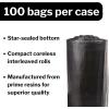 McKesson 55 Gallon Trash Bags – 100 Count, 43″ x 47″ Black Garbage Bags, Heavy Duty 1.5 Mil with Star-Sealed Bottom, Large Trash Can Liners for Commercial Use, Coreless Rolls