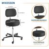 McKesson Exam Stool with Backrest, Black – Adjustable Height 17-3/4 in. – 24-1/2 in. with 16 in. Round Polyfoam Seat, 5 Casters, Pneumatic Lift, Brushed Aluminum Base for Medical, Office, or Lab Use