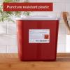 McKesson Prevent Biohazard Infectious Waste Sharps Container – Plastic, Horizontal Entry, Translucent Sliding Lid – Red, 2 gal, 7 in x 10 1/2 in x 10 1/4 in, 1 Count