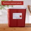 McKesson Prevent Biohazard Infectious Waste Sharps Container – Plastic, Horizontal Entry, Translucent Sliding Lid – Red, 2 gal, 7 in x 10 1/2 in x 10 1/4 in, 20 Count