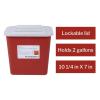 McKesson Prevent Biohazard Infectious Waste Sharps Container – Plastic, Horizontal Entry, Translucent Sliding Lid – Red, 2 gal, 7 in x 10 1/2 in x 10 1/4 in, 20 Count