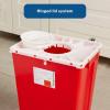 McKesson Prevent Biohazard Sharps Container, Premium – PG-II, Plastic, Vertical Entry, Rotating Lid – Red, 12 gal, 13 in x 17 3/10 in x 20 4/5 in, 1 Count