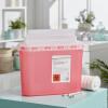 McKesson Prevent Sharps Container for Home Use, 5.4 Quart – for Biohazard Infectious Waste, Needle and Syringe Disposal – Translucent, Touchless Lid – Red, 1 Count