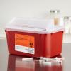 McKesson Sharps Container, Nestable Waste Can Style – Polypropylene, Horizontal Entry, Hinged Snap-On Lid – Red, 1 gal, 10 in x 7 in x 5 in, 1 Count