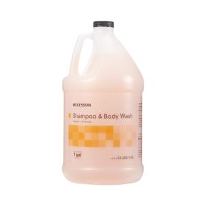 McKesson Body Wash and Shampoo [4 Count] – 1 Gallon Bulk Refill Full with Aloe, Cucumber Melon Scent – Sensitive Skin & Hair 2‑in‑1(Apricot)