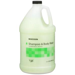 McKesson Body Wash and Shampoo [4 Count] – 1 Gallon Bulk Refill Full with Aloe, Cucumber Melon Scent – Sensitive Skin & Hair 2‑in‑1(Cucumber Melon)