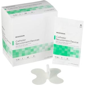 McKesson Catheter Securement Device, Single Tab, Butterfly Base, Multi-Purpose Tube Holder, 50 Count