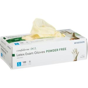 McKesson Confiderm DCL Latex Exam Gloves – Powder-Free, Ambidextrous, Non-Sterile – Ivory, Size Large, 100 Count, 1 Box