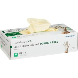 McKesson Confiderm DCL Latex Exam Gloves – Powder-Free, Ambidextrous, Non-Sterile – Ivory, Size Medium, 100 Count, 10 Boxes, 1000 Total