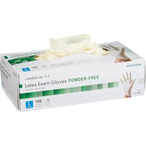 McKesson Confiderm Latex Exam Gloves, Non-Sterile Medical Gloves with Textured Fingertips – Beaded Cuff, Powder-Free – Ivory, Size Large, 100 Count, 10 Boxes, 1000 Total