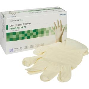 McKesson Confiderm Latex Exam Gloves, Non-Sterile Medical Gloves with Textured Fingertips – Beaded Cuff, Powder-Free – Ivory, Size XL, 100 Count, 10 Boxes, 1000 Total