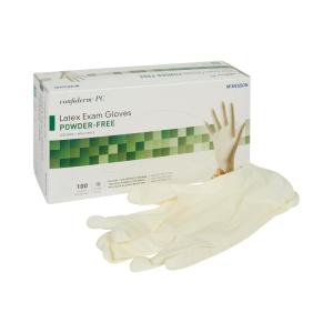 McKesson Confiderm PC Latex Exam Gloves – Powder-Free, Ambidextrous, Textured, Non-Sterile – Ivory, Size Medium, 100 Count, 10 Boxes, 1000 Total