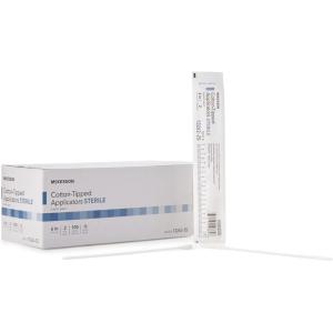McKesson Cotton Tipped Applicator, 6 in [2000 Count] Long Sterile Medical Swabs, Individually Wrapped, Plastic Shaft, 2 Per Pouch, 1000 Packs