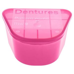 McKesson Denture Cup & Retainer Case 8 oz, Hinged Lid, Pink – For Dentures, Retainers, Night Guards, Clear Braces – Single Patient Use
