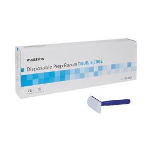 McKesson Disposable Razors [24 Count] Prep Shaving Razor, Single Blade Double Edge, Stainless Steel Blade, For Men and Women, Bulk, Blue(1 Count (Pack of 24))