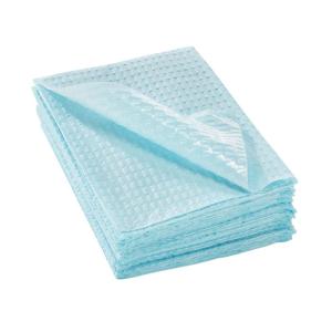 McKesson Disposable Towels [Pack of 500] for Dental Bibs, Nails, Tattoo, Dentist, Medical – 13 x 18 in, 2-Ply Tissue with Poly Back, Waffle Embossed, Blue