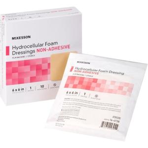 McKesson Hydrocellular Foam Dressings, Sterile, Non-Adhesive Without Border, 6 in x 6 in, 10 Count, 1 Pack