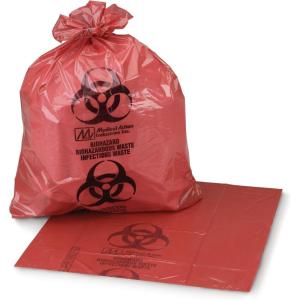 McKesson Infectious Waste Bag, Biohazard, Star Sealed Bottom, Red, 1.25 Mil, 40 to 45 gal, 40 in X 46 in, 150 Count