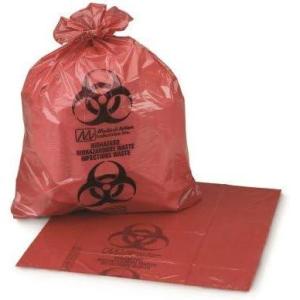 McKesson Infectious Waste Bags – Star-Sealed Bottom, 1.25 mil, Red – 30 gal -33 gal Capacity, 31 in x 41 in, 250 Count
