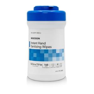 McKesson Instant Hand Sanitizing Wipes – Cleans Hands and Skin, Contains Ethyl Alcohol, No Rinsing Required – 5 1/2 in x 7 9/10 in, 160 Wipes, 12 Packs, 1920 Total(1 Count (Pack of 1920))