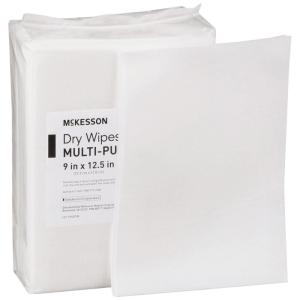 McKesson Multi-Purpose Dry Wipes – Disposable, Medium Duty, Non-Sterile – White, 9 in x 12 1/2 in, 48 Wipes, 1 Pack