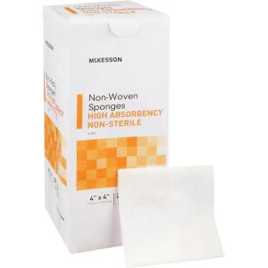 McKesson Non-Woven Sponges, Non-Sterile, 4-Ply, High Absorbency, Polyester/Rayon, 4 in x 4 in, 200 per Pack, 10 Packs, 2000 Total