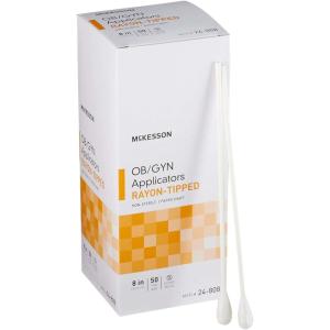 McKesson OB/GYN Applicators Rayon Tipped, Non-Sterile, 8 in, 50 Count, 10 Packs, 500 Total