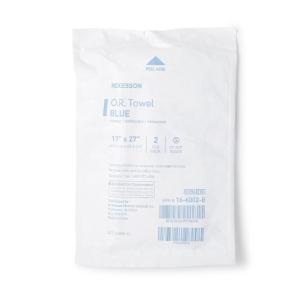 McKesson O.R. Towels, Disposable – Cotton, Plain Weave, Pre-Washed, Single-Use, Sterile – Blue, 17 in x 27 in, 80 Count