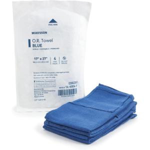 McKesson Operating Room Towels, Sterile, Disposable, Pre-Washed, Blue, 17 in x 27 in, 4 Towels, 20 Packs, 80 Total