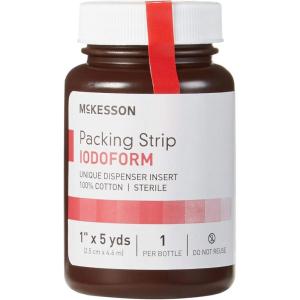 McKesson Packing Strip, Sterile, Iodoform, 100% Cotton, 1 in x 5 yds, 12 Count