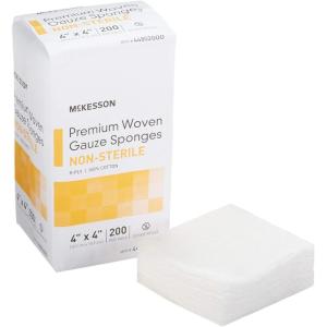 McKesson Premium Woven Gauze Sponges, Non-Sterile, 8-Ply, 100% Cotton, 4 in x 4 in, 200 per Pack, 1 Pack