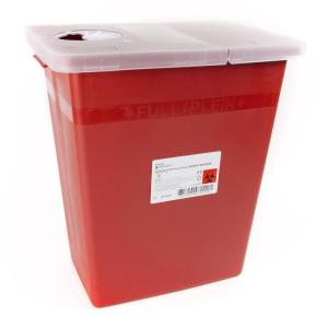McKesson Prevent Sharps Container, Biohazard, Locking Lid, Red, 8 gal, 13 3/4 in x 13 3/4 in x 14 in