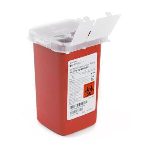 McKesson Prevent Sharps Container for Home Use, 1 Quart – for Biohazard Infectious Waste, Needle and Syringe Disposal – Translucent, Touchless Lid – Red, 3 Count(3)