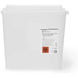 McKesson Prevent Sharps Container for Home Use, 5 Quart – for Biohazard Infectious Waste, Needle and Syringe Disposal – Translucent, Touchless Lid – White, 1 Count