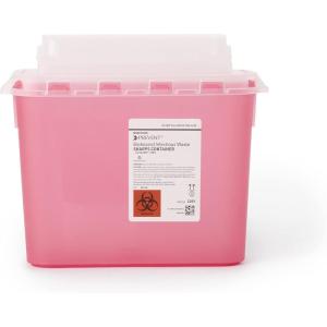 McKesson Prevent Sharps Container for Home Use, 5.4 Quart – for Biohazard Infectious Waste, Needle and Syringe Disposal – Translucent, Touchless Lid – Red, 1 Count