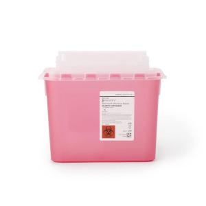 McKesson Prevent Sharps Container for Home Use, 5.4 Quart – for Biohazard Infectious Waste, Needle and Syringe Disposal – Translucent, Touchless Lid – Red, 20 Count