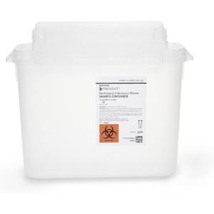 McKesson Prevent Sharps Container for Home Use, 5.4 Quart – for Biohazard Infectious Waste, Needle and Syringe Disposal – Translucent, Touchless Lid – White, 1 Count