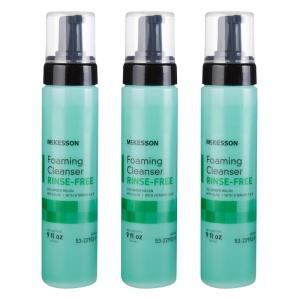 McKesson Rinse-Free Foam Cleanser with Aloe, 9 oz [3 Count] Vitamin A and E – Body Wash & Shampoo for Elderly, Hospital Grade, Cucumber Melon