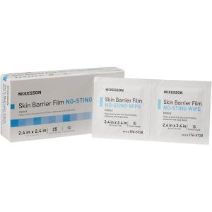 McKesson Skin Barrier Film, Sterile, No Sting Body Wipe, Individual Packet, 25 Wipes, 100 Packs, 2500 Total
