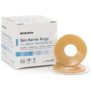 McKesson Skin Barrier Rings, Ostomy, Absorbent, Conforming Seal, Hydrocolloid, 1/16 Thickness, 2 in Diameter, 160 Count