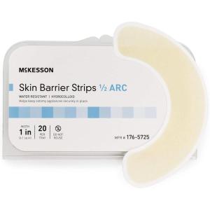 McKesson Skin Barrier Strips, Ostomy, Water Resistant, Hydrocolloid, 1/2 Arc Shape, 1 in Width, 20 Count, 14 Packs, 280 Total
