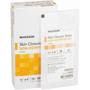 McKesson Skin Closure Adhesive Strips, Flexible Steri Strip for Wound Care, 1/4 in x 4 in, 50 Count