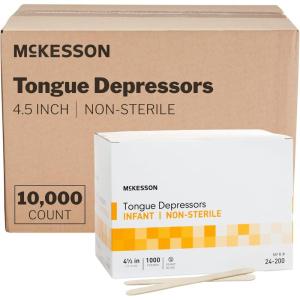McKesson Tongue Depressors [10000 Count] Infant Size, Non-Sterile, Wood, Unflavored, Splinter-Free, 4.5 in – Use for Medical, Arts, Crafts, Spa – 1000 Count, Pack of 10(4.5 Inch – 10 000 ct)