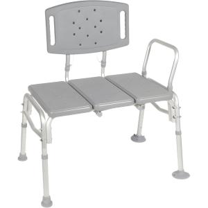 McKesson Transfer Bath Bench with Reversible Back – Aluminum Frame, Suction Cup Legs – Gray, 500 lbs Capacity, 26 1/2 in Seat Width, 18 in to 23 in Height, 1 Count