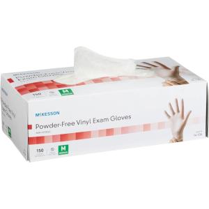 McKesson Non-Sterile Powder-Free Vinyl Exam Gloves, Smooth, Clear, Ambidextrous, M (10 Boxes of 150, 1500 Total)