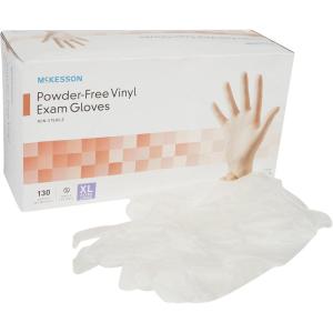 McKesson Powder-Free Vinyl Exam Gloves, XL, 130 Count, 1 Box